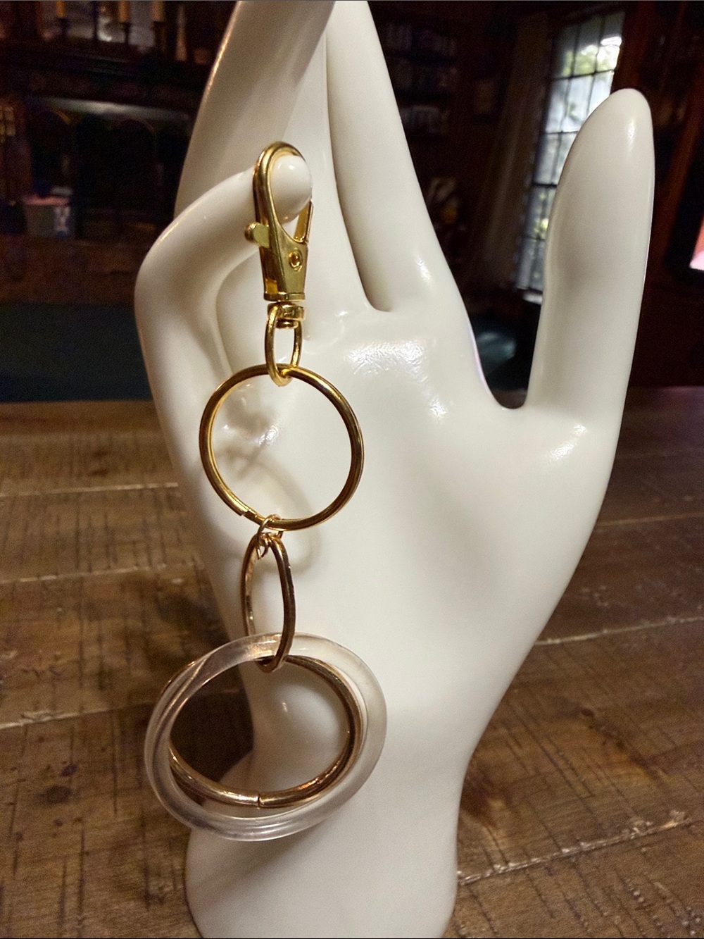 Gold and Clear Interlocking Ring Keychain - Women Accessories
